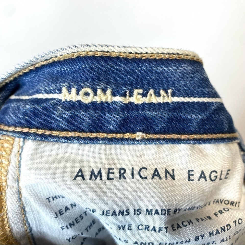 American Eagle Mom Jeans Womens 2 Reg Blue White Stripe - Picture 7 of 11